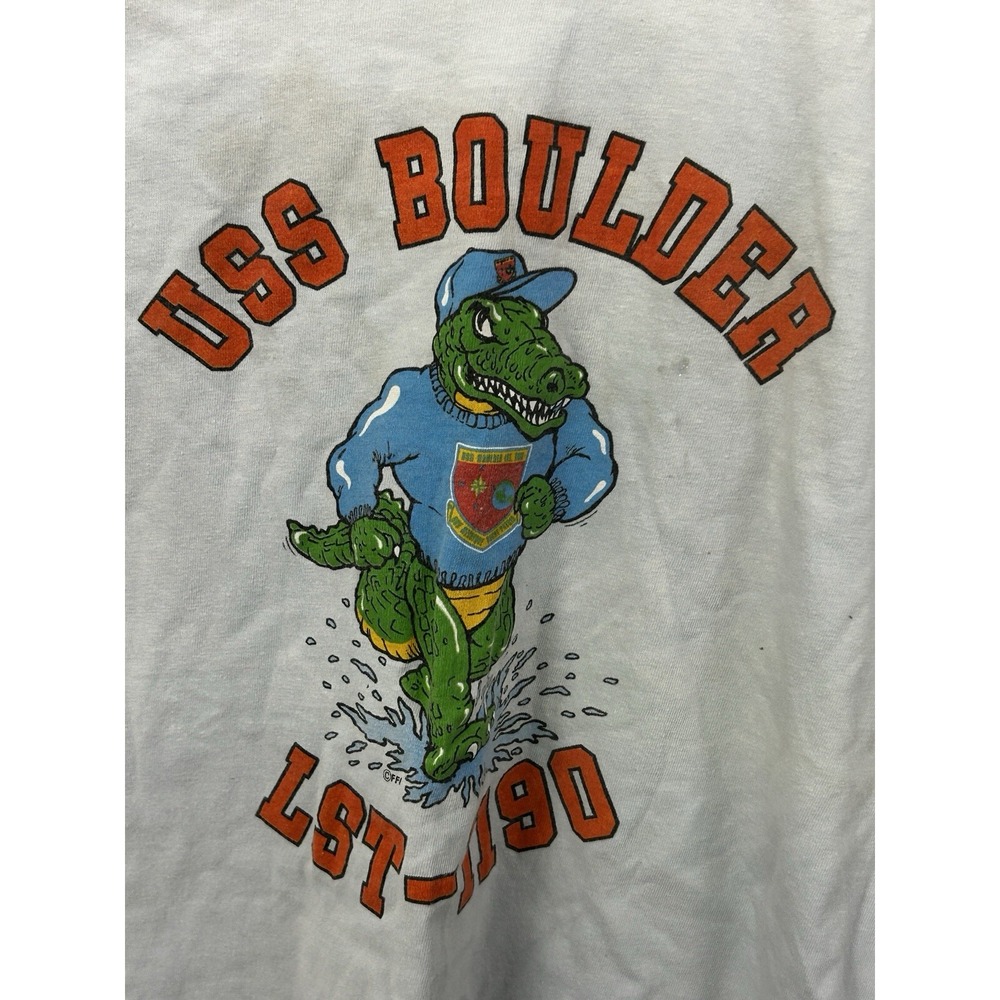 Vintage US Navy Ship‎ Graphic T-Shirt - USS Boulder Alligator - Men's XS/S - Picture 2 of 7